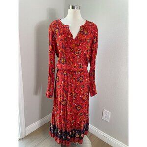 Old Navy Womens Large Long Sleeve Floral Midi Dress V Neck Boho